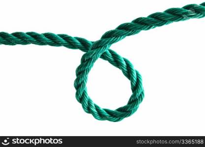 Green rope closeup on white background