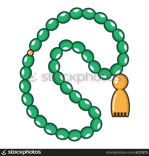 Green rosary icon. Cartoon illustration of green rosary vector icon for web. Green rosary icon, cartoon style