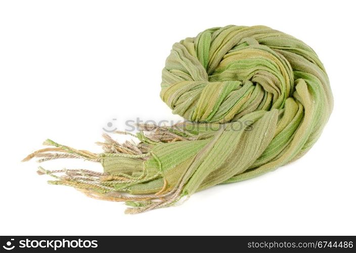 Green scarf isolated on white background.
