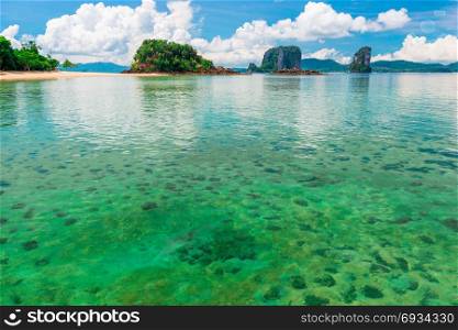 green shade of sea water in the beautiful tropical place of Thailand