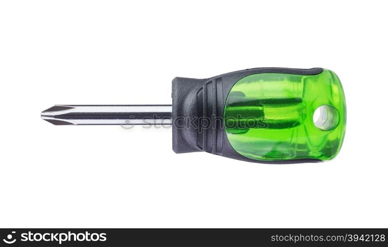 green short screwdrivers isolated on white background