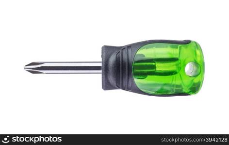 green short screwdrivers isolated on white background