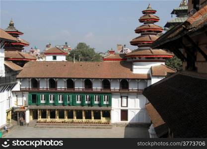 Green shutters and white palace in Khatmandu, Nepal