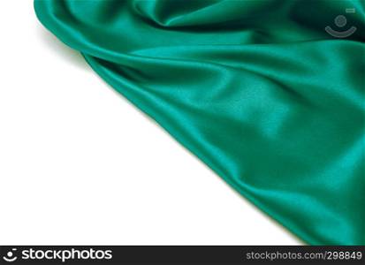 Green silk drape isolated on white