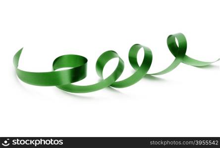 green silk ribbon on white