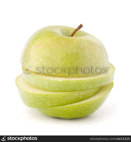 Green sliced apple isolated on white background cutout