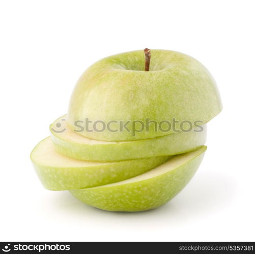 Green sliced apple isolated on white background cutout