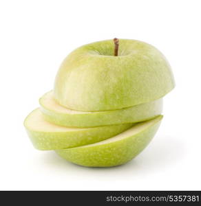 Green sliced apple isolated on white background cutout