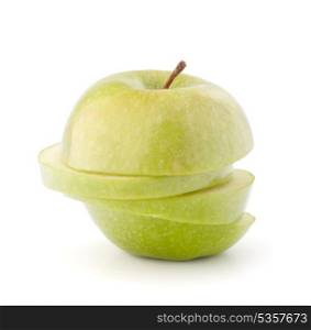 Green sliced apple isolated on white background cutout