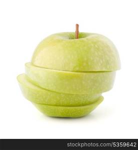 Green sliced apple isolated on white background cutout