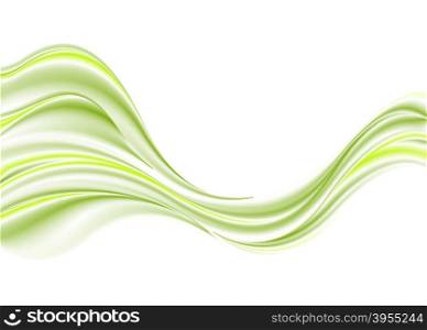 Green smooth waves on white background