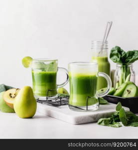 Green smoothie. Illustration Generative AI
