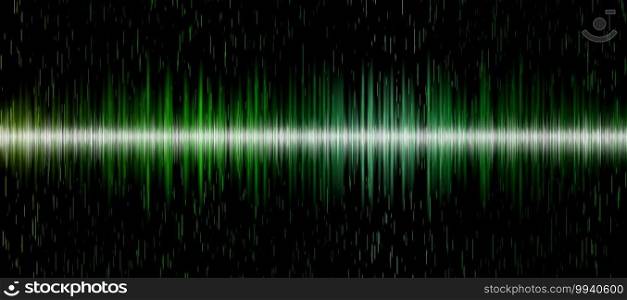 Green sound wave background on black background for music, technology and sound projects. Green sound wave background on black background for technology and sound projects