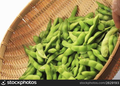 Green soybeans and Basket