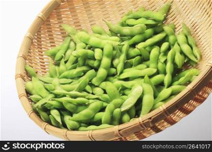 Green soybeans and Basket