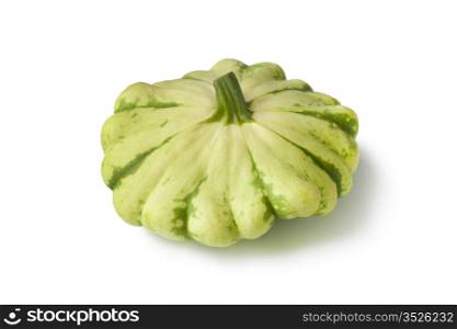 Green spotted Pattypan Squash on white background