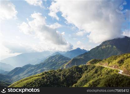 Green steep mountains in Vietnam