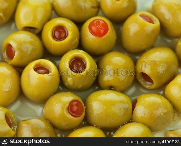 green stuffed olives ,close up for background