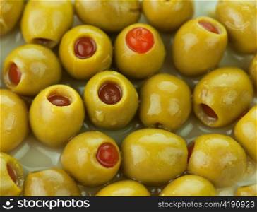 green stuffed olives ,close up for background