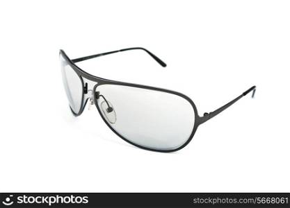 Green Sunglasses isolated on a white background closeup