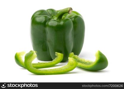green sweet bell pepper isolate on white backgroud