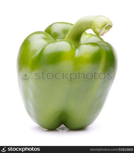 Green sweet bell pepper isolated on white background cutout