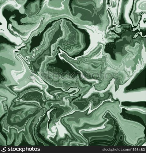 Green swirls of agate. Liquid swirls of marble texture. Fluid modern artwork. For wallpapers, banners, posters, cards, invitations, design covers, presentation, flyers. Vector illustration.. Green swirls of agate. Liquid swirls of marble texture.