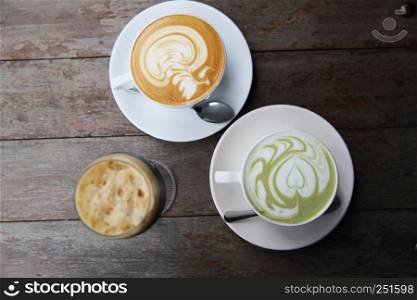 green tea and coffee latte