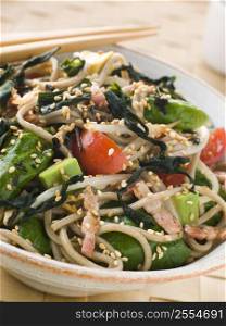 Green Tea and Soba Noodle Salad with Wakame Seaweed
