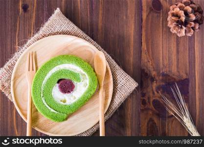Green tea cakes on a plate for appetizers.