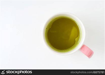 green tea cup isolated on white
