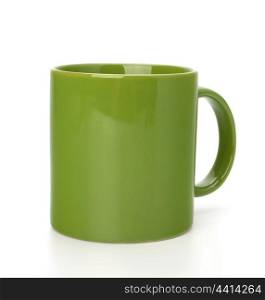 Green tea mug or cup isolated on white background cutout