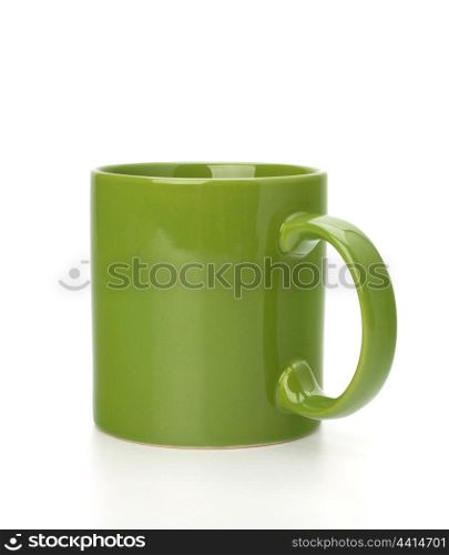 Green tea mug or cup isolated on white background cutout