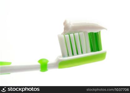 Green Toothbrush on a white background