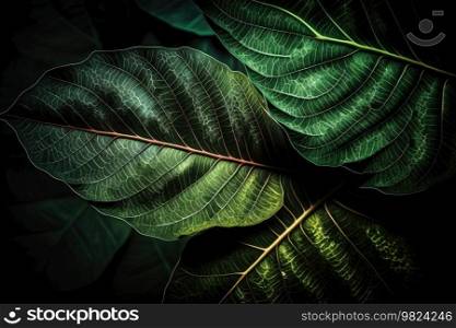 Green Tropical Leaves background. Illustration Generative AI