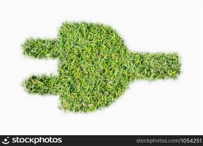 Green turf logo power plug made of green grass