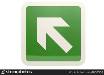 Green up left arrow sign image, 3D rendering