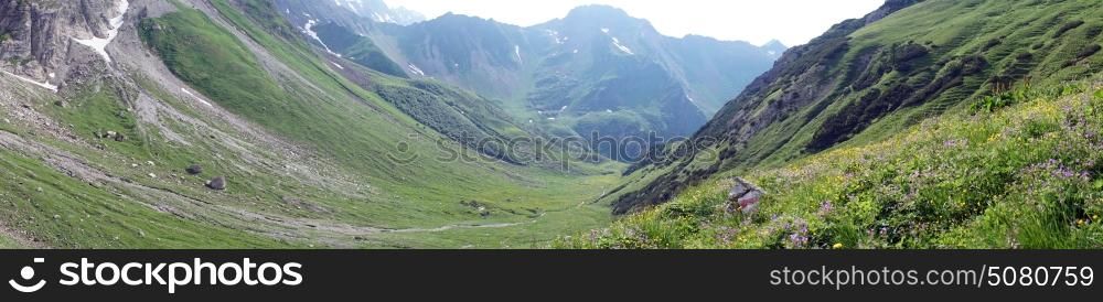Green valley in mountain area of Lichtenstein