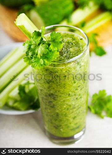 green vegetable juice with fresh celery