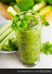 green vegetable juice with fresh celery