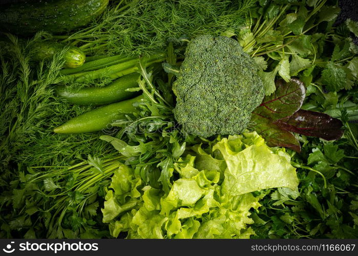 Green vegetables still life background