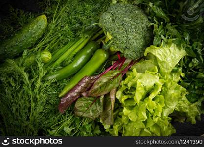 Green vegetables still life background