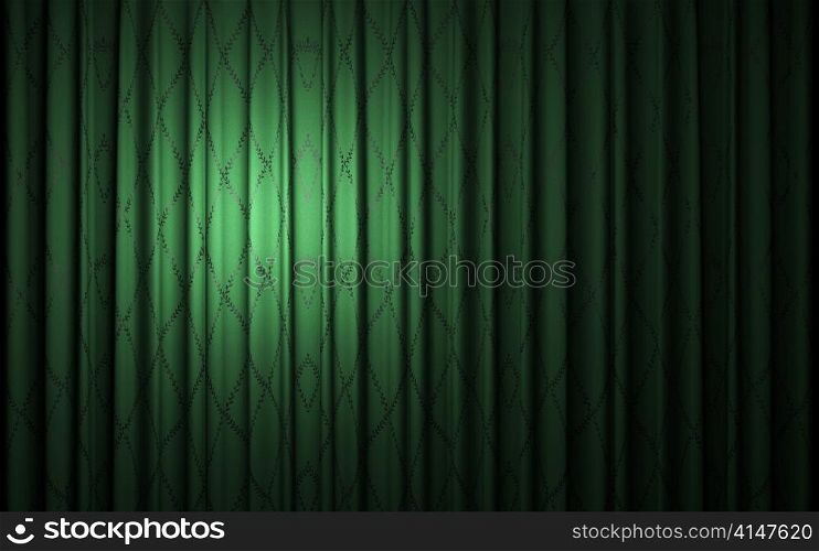 green velvet curtain opening scene made in 3d