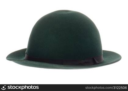 Green vintage hat isolated on white background.