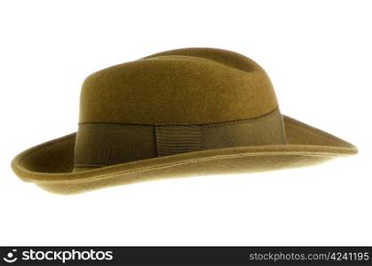 Green vintage hat isolated on white background.