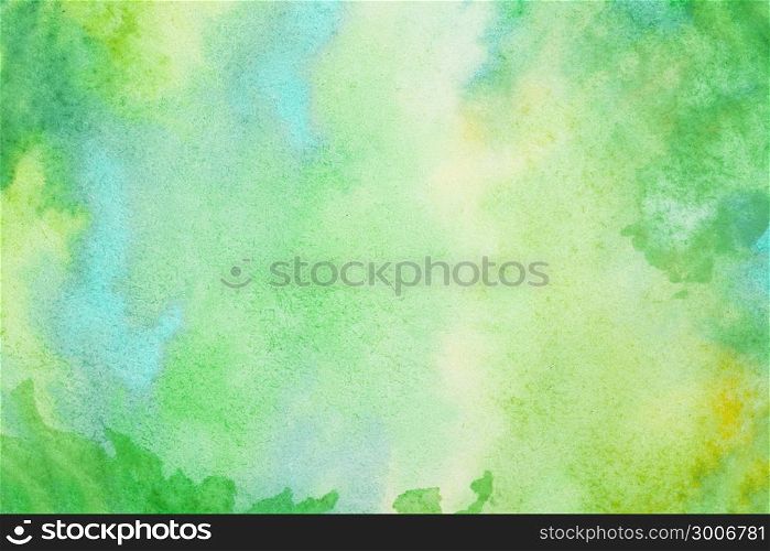 Green watercolor splash stroke background. by drawing