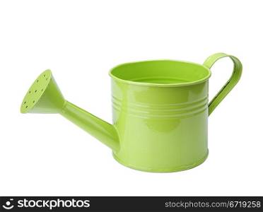 green watering can isolated on white background