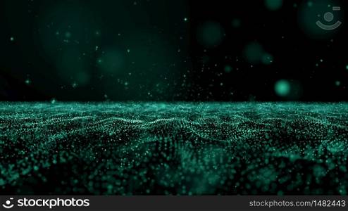 green wave sparkle and light particle background