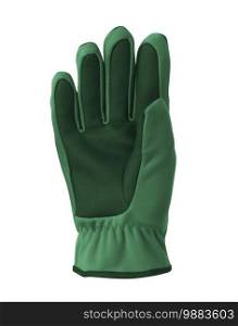 Green winter glove isolated on white background. Green winter glove