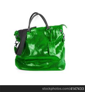 green women bag isolated on white background
